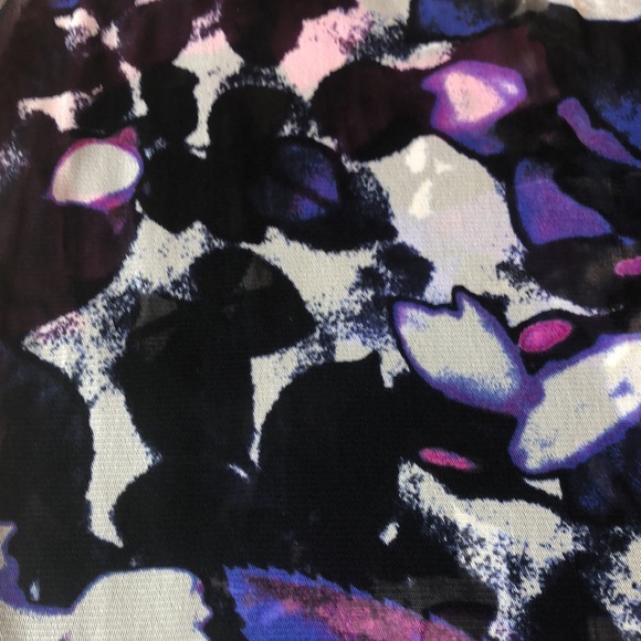 INC Floral Sheer Layered Top - Purple Blue Black Cutout Back Women's Medium - Picture 16 of 16